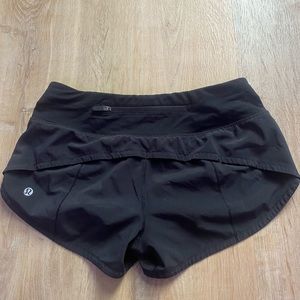 Black size two speed up shorts. Lulu lemon. Good condition